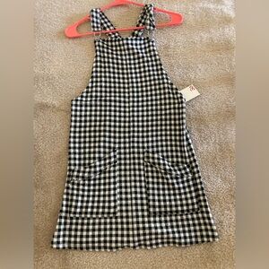 Black and white plaid overalls Womens